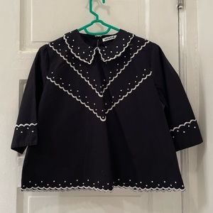 Batsheva cotton embroidered blouse, size 6